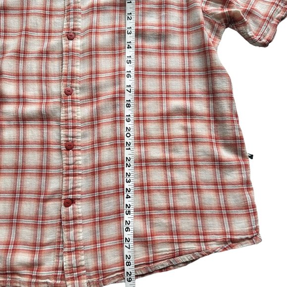 North Face Mens XL Red Plaid Check 100% Cotton Short Sleeve Button Up Shirt - Picture 12 of 12